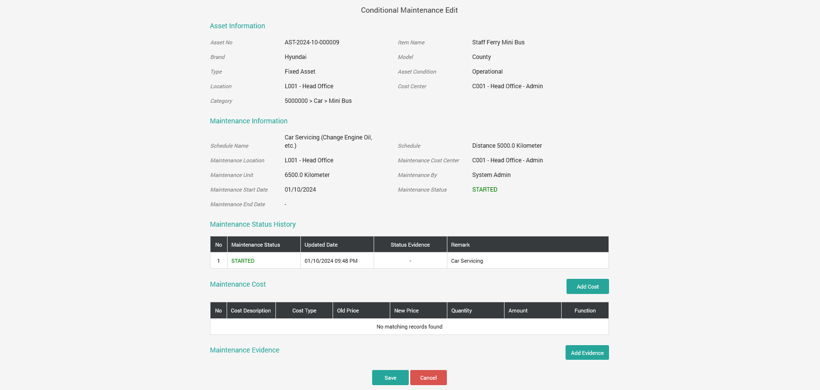 Conditional Maintenance